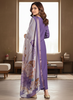 Elegant Lavender Rayon Set with Scalloped Hem