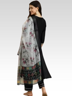 Timeless Black Rayon Suit with Geometric Border Dupatta